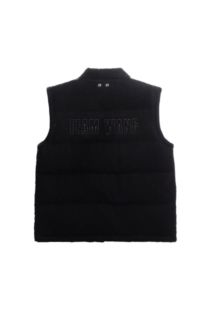 TEAM WANG PRINTED LOGO VELVET DOWN VEST - TEAM WANG DESIGN – TEAM