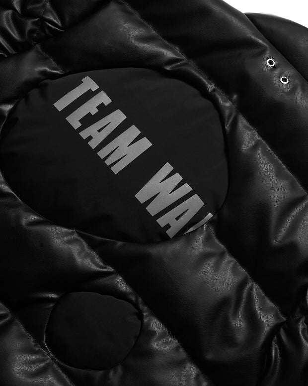 TEAM WANG DESIGN BALLOON FAUX LEATHER DOWN JACKET